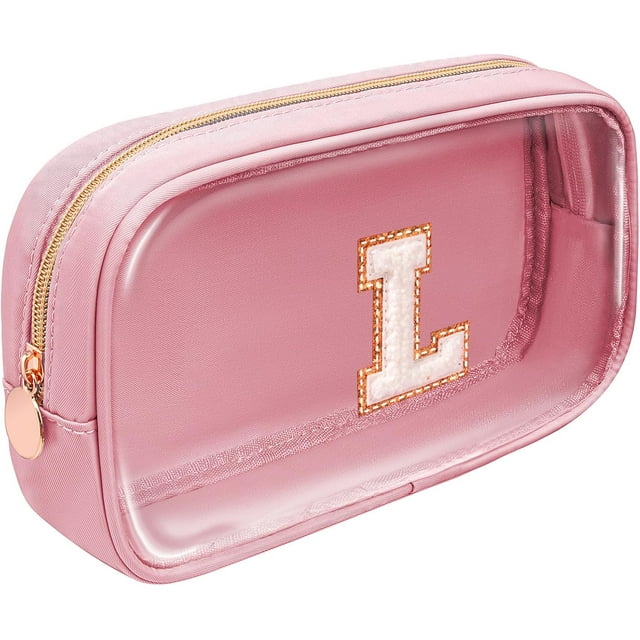 Initial Make Up Bag Travel Toiletry Bag, Clear Makeup Bag Preppy