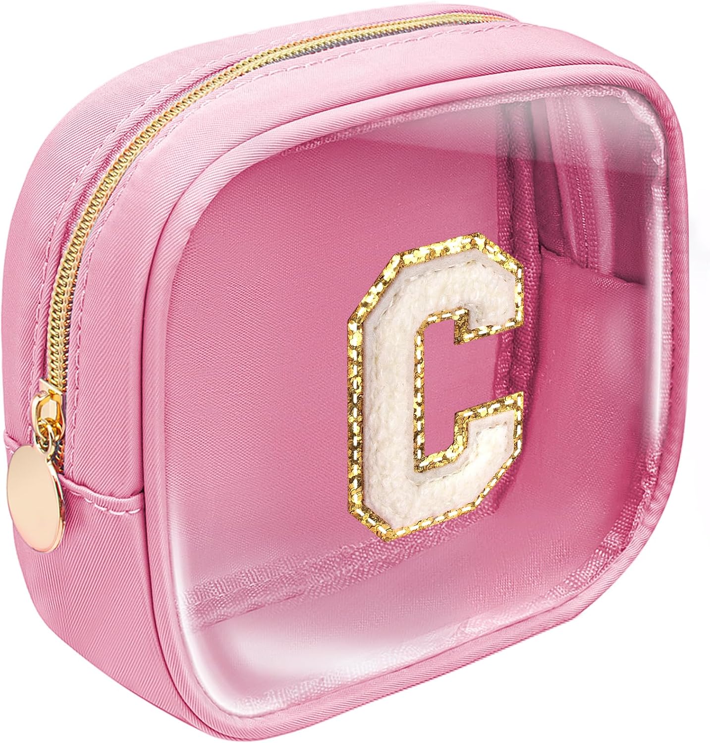 Initial Make Up Bag Travel Toiletry Bag, Small Clear Makeup Bag Preppy