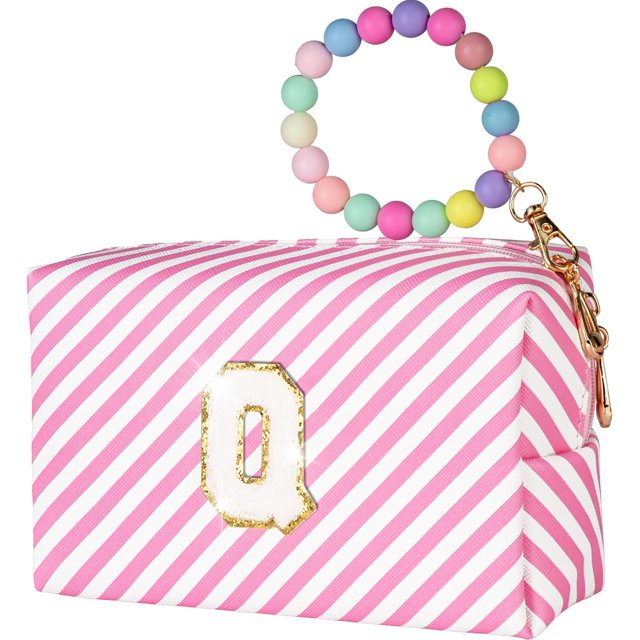 Initial Makeup Bags for Women, Personalized Portable Cosmetic Bag for