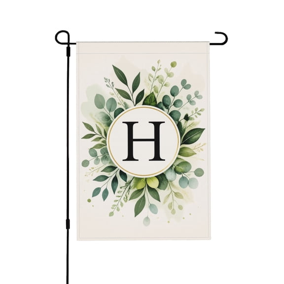 Initial Monogram Letter H Floral Garden Flag For Yard Outdoor Decoration 12x18 in