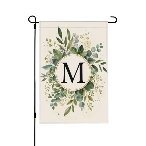 Initial Monogram Letter M Floral Garden Flag For Yard Outdoor Decoration 12x18 in
