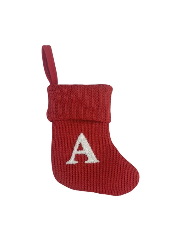 Initial Monogram Red Christmas Wool Stocking Decoration , Embroidered Letter Christmas Stocking, Decoration for Family Christmas Holiday Party Decor
