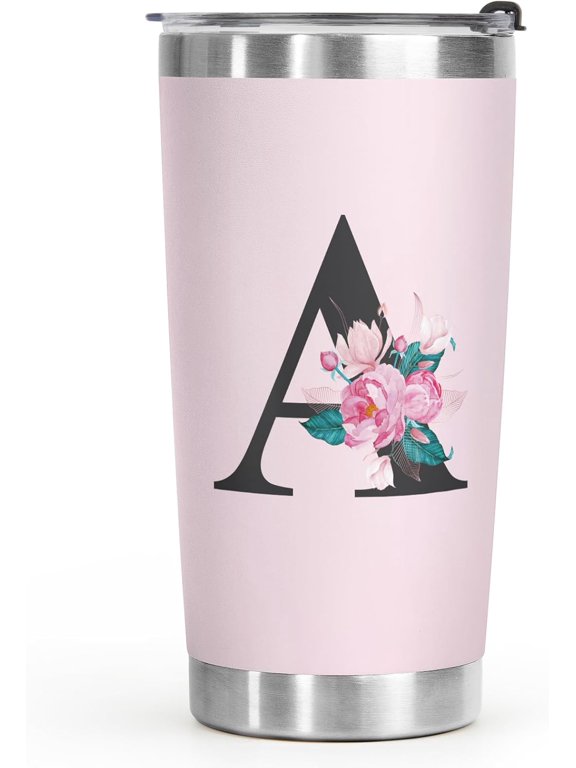 Initial Monogrammed Personalized Gifts for Women Pink Cup Tumbler 20 Oz, Birthday Gifts for Women, Wedding Gifts for Her, Valentines Day/Mothers Day/Christmas Gifts for Mom Sister Friends