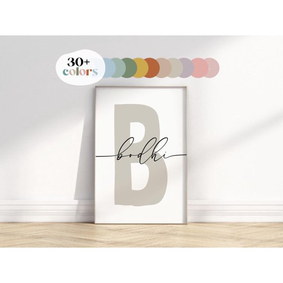 Initial Name Boho Modern 1164S Nursery Wall Art Print, Nursery And Gallery Wall Decor