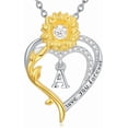 thumbnail image 1 of Initial Necklace 925 Sterling Silver Sunflower Heart Letter Pendant Alphabet Anniversary Birthday Jewelry Gifts for Women Mom Girlfriend Wife Her, 1 of 6