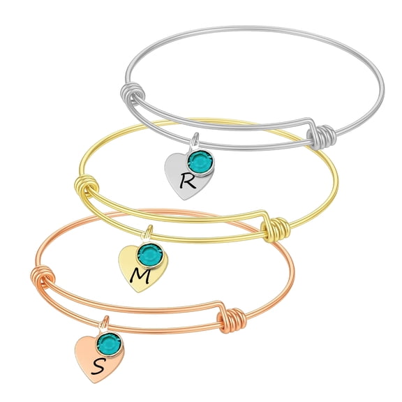 Initial Necklace with Birthstone Necklace for Women Custom Zircon Necklace December Birth Stone Jewelry Personalized Gifts For Her, Birthday Gifts for Women - Initial with Gem Stone Jewelry