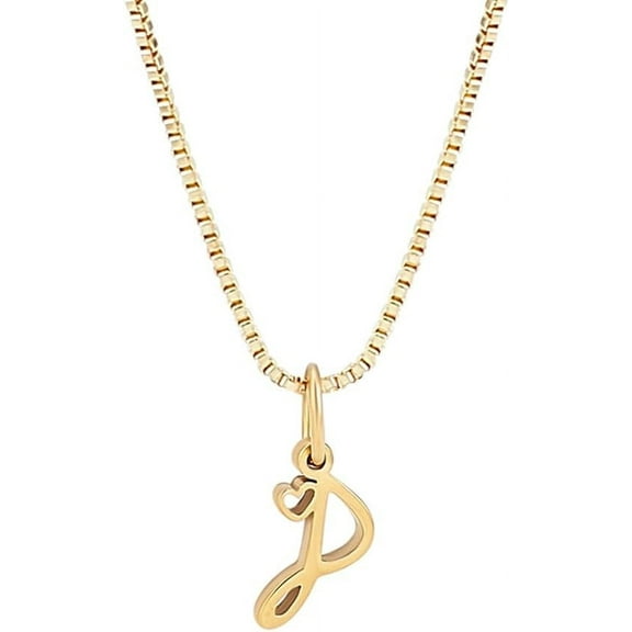 Initial Necklace Handwriting Style Letter A-Z Necklace 18"with 2"extender Tiny Heart Initial Box Chain Necklace Personalized Monogram Name Necklace for Golden DIY