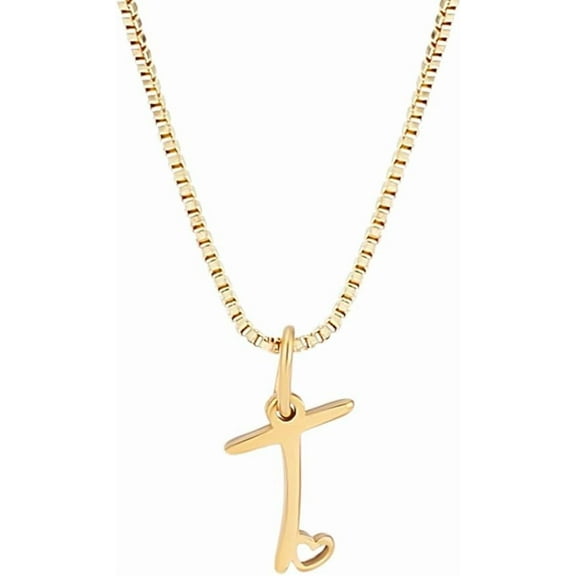 Initial Necklace Handwriting Style Letter A-Z Necklace 18"with 2"extender Tiny Heart Initial Box Chain Personalized Monogram Name Necklace for Golden DIY