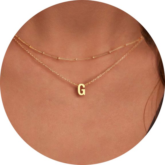 Initial Necklace, Layered Letter Pendant Necklace, Personalized Jewelry, Gold Alphabet Necklace, Dainty Charm Necklace for Women