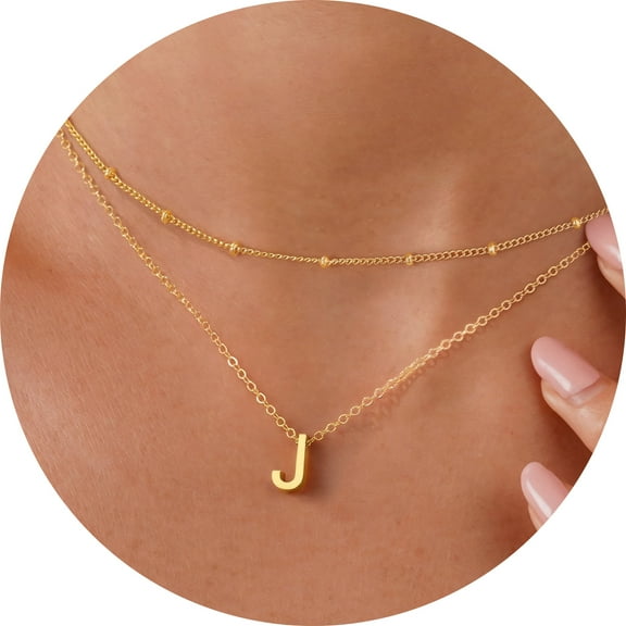 Initial Necklace, Layered Letter Pendant Necklace, Personalized Jewelry, Gold Alphabet Necklace, Dainty Charm Necklace for Women