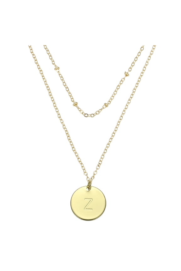 Initial Necklace Letter Necklace, Disc Pendant Alphabet Layered Necklace Tiny Initial Necklace Gold Tone for Teens Women Birthday Gifts, B