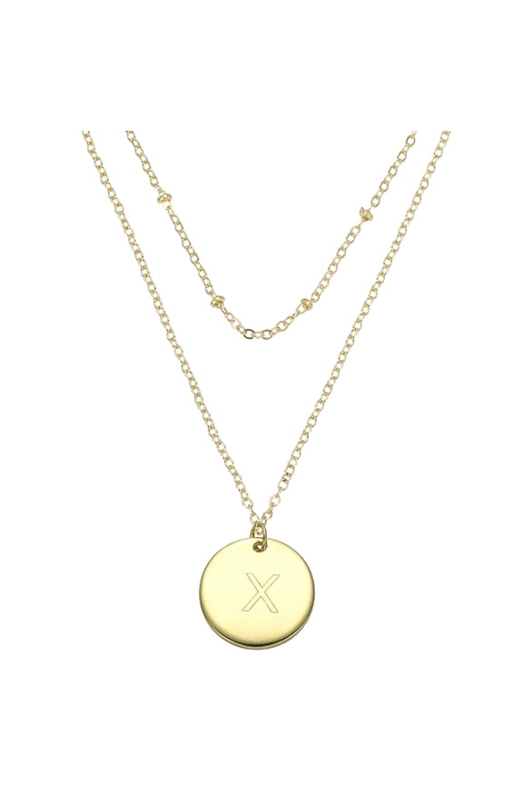 Initial Necklace Letter Necklace, Disc Pendant Alphabet Layered Necklace Tiny Initial Necklace Gold Tone for Teens Women Birthday Gifts, D