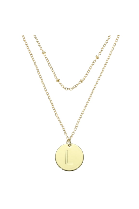 Initial Necklace Letter Necklace, Disc Pendant Alphabet Layered Necklace Tiny Initial Necklace Gold Tone for Teens Women Birthday Gifts, N