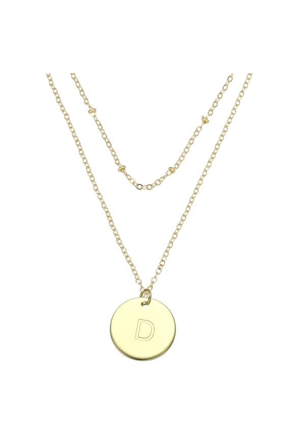 Initial Necklace Letter Necklace, Disc Pendant Alphabet Layered Necklace Tiny Initial Necklace Gold Tone for Teens Women Birthday Gifts, x