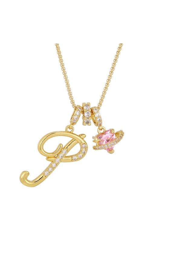 Initial Necklace,Letter Necklace for Women,Gold 3-Layering Initial Letter Pendant Necklaces,Gold Initial Necklaces for Women, Letter Necklace for Her Birthday Yellow Gold Initial Pendant(P)