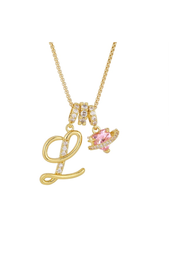 Initial Necklace,Letter Necklace for Women,Gold 3-Layering Initial Letter Pendant Necklaces,Gold Initial Necklaces for Women, Letter Necklace for Her Birthday Yellow Gold Initial Pendant(L)