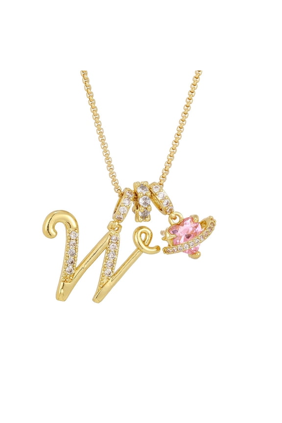Initial Necklace,Letter Necklace for Women,Gold 3-Layering Initial Letter Pendant Necklaces,Gold Initial Necklaces for Women, Letter Necklace for Her Birthday Yellow Gold Initial Pendant(W)