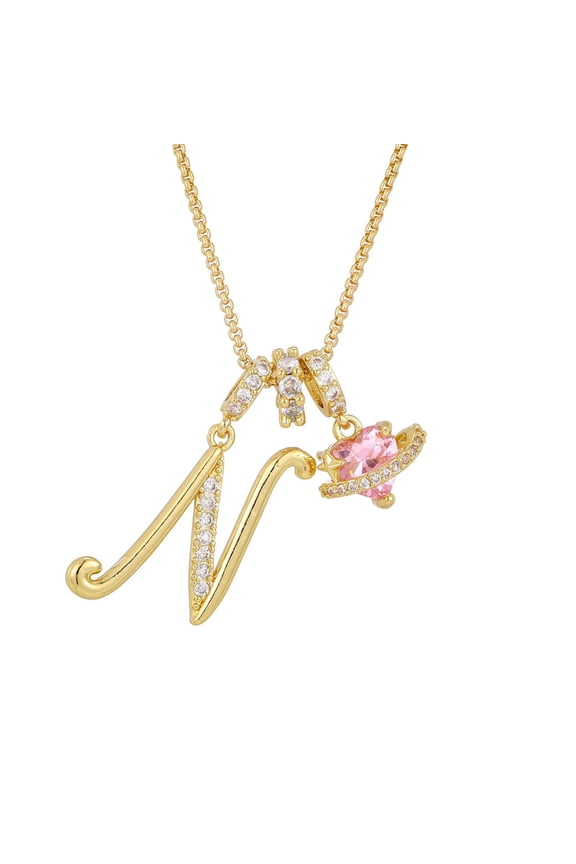 Initial Necklace,Letter Necklace for Women,Gold 3-Layering Initial Letter Pendant Necklaces,Gold Initial Necklaces for Women, Letter Necklace for Her Birthday Yellow Gold Initial Pendant(N)