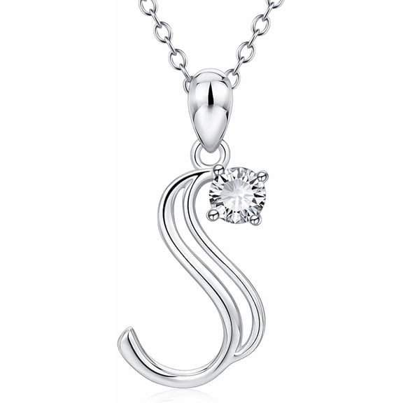 Initial Necklace Sterling Silver Letters 26 Alphabet Pendant Necklace Jewelry