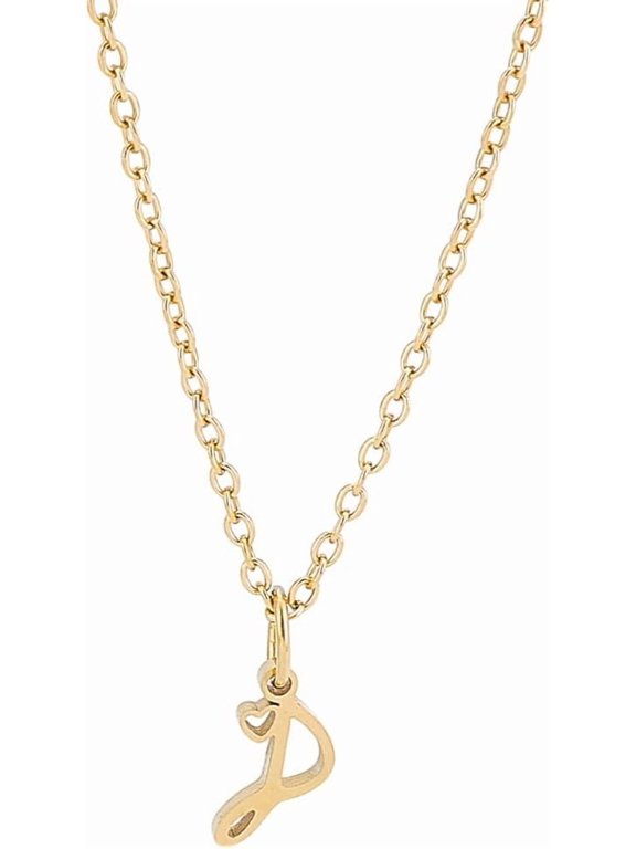 Initial Necklace for Women Handwriting Style Letter A-Z Necklace 18 inch Tiny Initial Necklace 304 Stainless Steel Personalized Monogram Name Necklace for Women Trendy Gold DIY