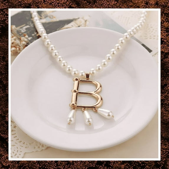 Initial Necklace with Pearls Anne Boleyn Necklace Jewlery for Her