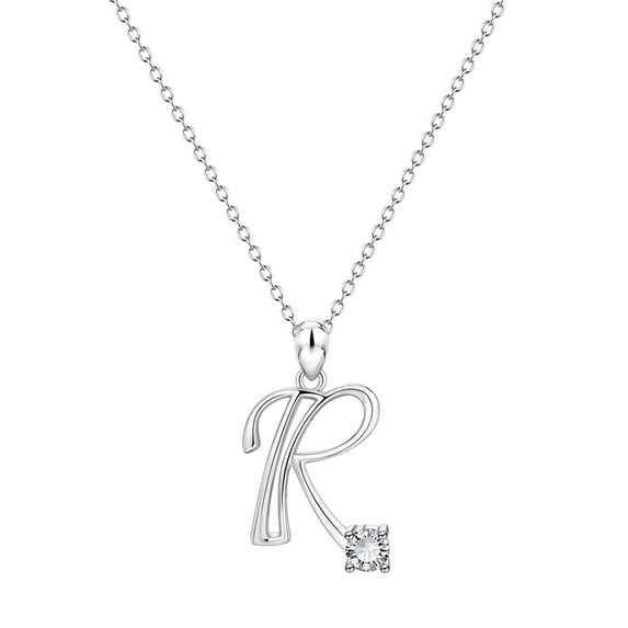 Initial Necklaces For Women Silver Womens Necklace Granddaughter Grandmother R Initial Alphabet Shape Rhinestone Necklace For Women Necklaces Silver