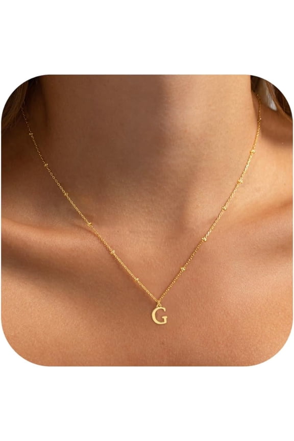 Initial Necklaces for Women - 14K Gold Silver Plated Letter Necklace Name Personalized Dainty Fashion Chain Non Tarnish Single Cute Pendant Necklace Charm Jewelry Gift for Women Her