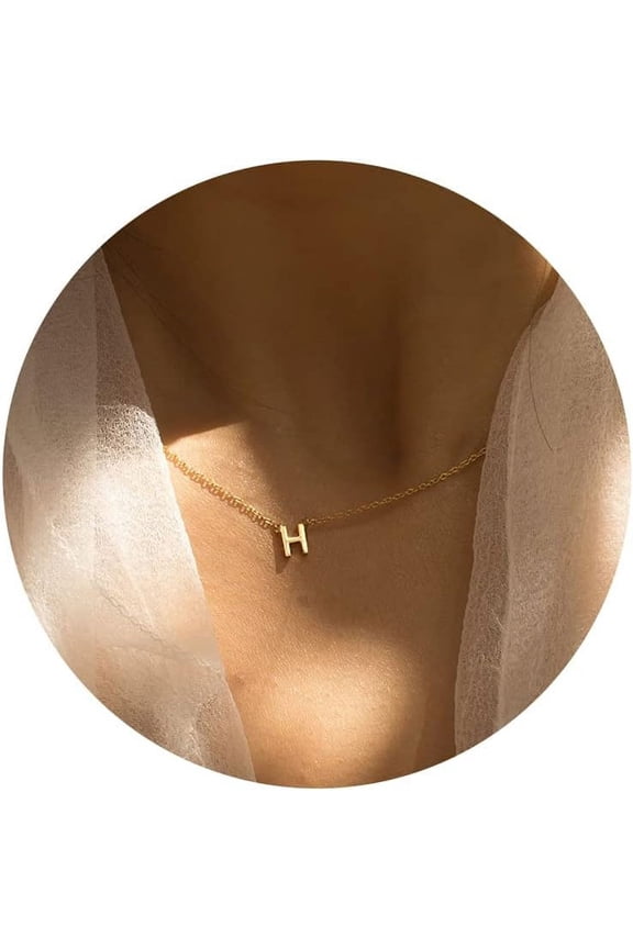 Initial Necklaces for Women, 14k Gold Plated Dainty Gold Letter Necklace Tiny Initial Pendant Necklace Cute Letter Name Choker Necklaces for Women Simple Gold Jewelry for Women Gifts