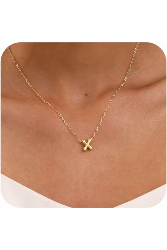 Initial Necklaces for Women Bubble Gold Silver Letter Necklace Dainty Personalized Charm Pendant Name Necklace Cute Non Tarnish Fashion Accessories Teen Gift Trendy Stuff Jewelry Gifts