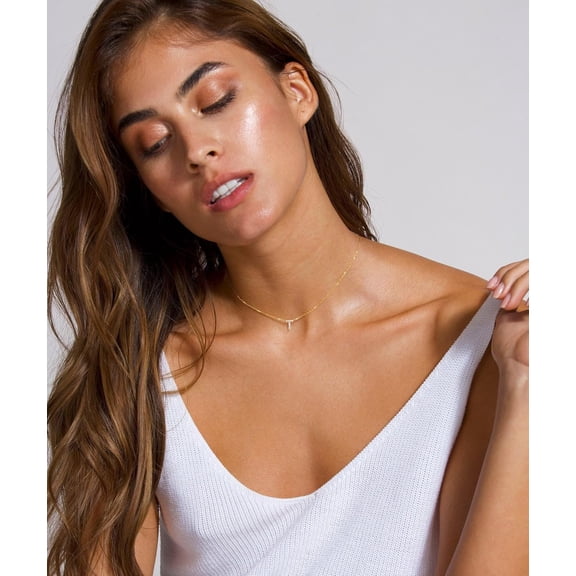 Initial Necklaces For Women Dainty Gold Cz Letter Necklace 14K Gold Plated Trendy Simple Cute Gold Choker Necklace Personalized Name A-Z Capital Necklace Jewelry Gifts For Women[o1198]