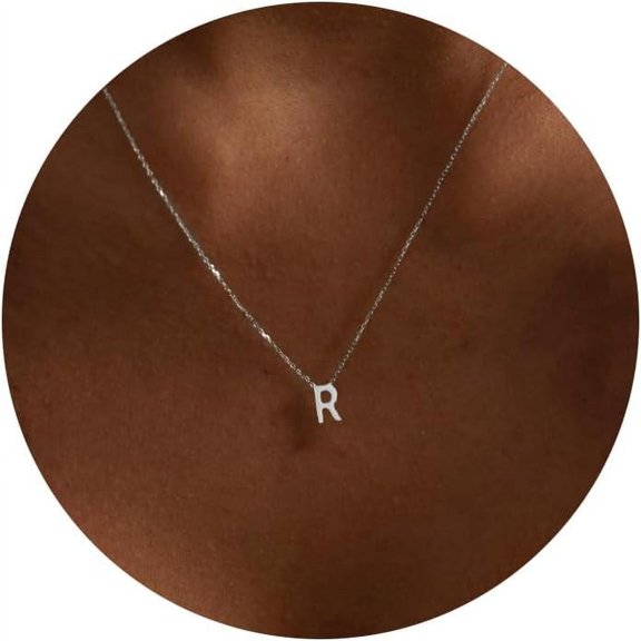 Initial Necklaces For Women,Dainty Silver Letter Necklace Name Personalized Monogram Pendant Necklace Simple Cute Initial Necklace Choker Necklace For Women Trendy Silver Jewelry Gifts[o7425]