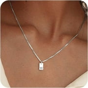 MOXUNLXJ Initial Necklaces for Women Silver Plated Letter Necklace Dainty Silver Name Necklace Personalized Initial Tag Pendant Necklaces for Women Trendy Silver Jewelry