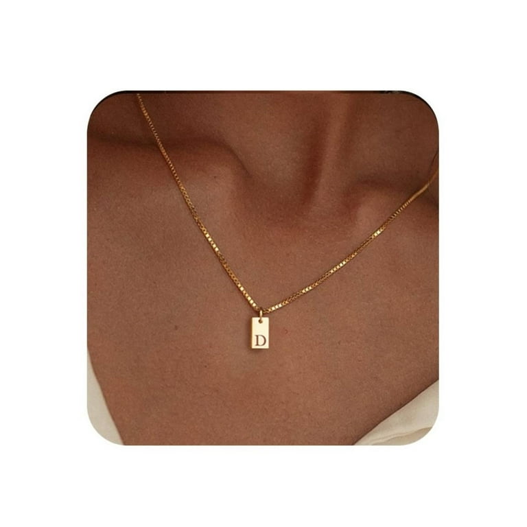 Initial Necklaces for Women 14K Gold Plated Personalized Initial