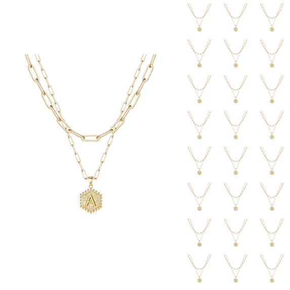 Initial Necklaces for Women 2026 Fashion 26 Letters Pendant Necklace 2 Layer Gold Chain Necklace Jewelry Gift