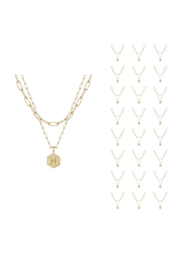 Initial Necklaces for Women 2026 Fashion 26 Letters Pendant Necklace 2 Layer Gold Chain Necklace Jewelry Gift