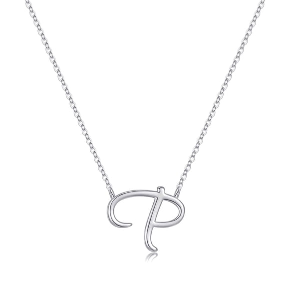 Initial Necklaces for Women Dainty Gold Necklaces 14K White Gold Plated Cursive Letter Necklace for Women Jewelry Gifts