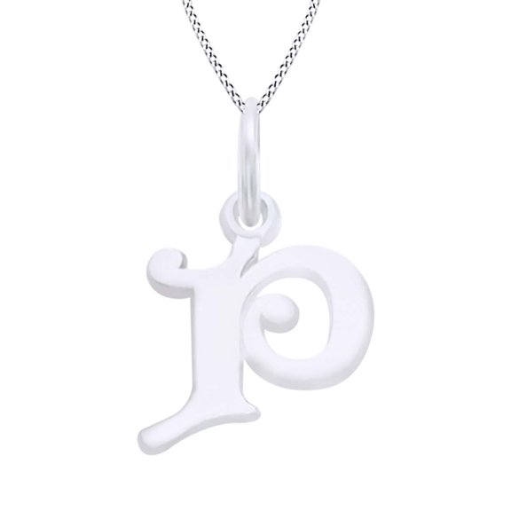 AFFY Initial "P" Fancy Pendant Necklace In 14k White Gold Over Sterling Silver