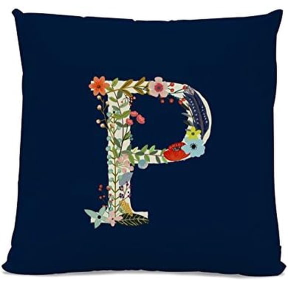 Initial Pillow - Floral Letter Pillow - Pillow with Letter P - Monogrammed Pillow - Custom Throw Pillow Flower Monogram Pillow$$Home Decor, Kitchen, & Other