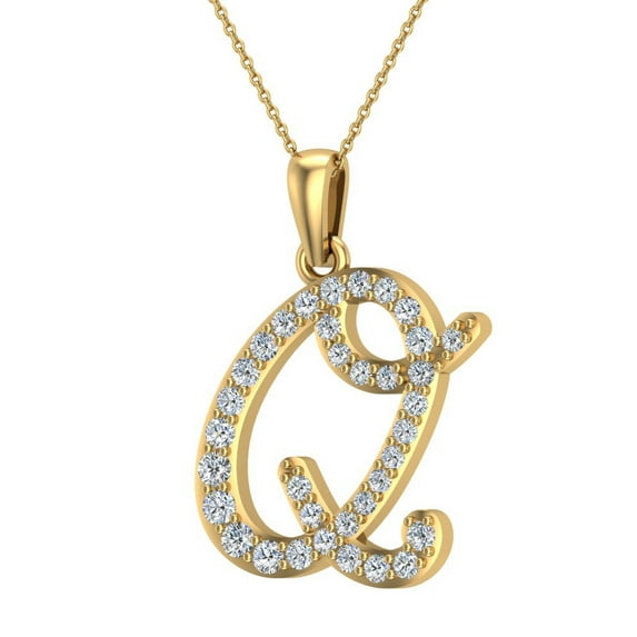 Initial Q Letter Necklace Diamond Necklaces Women-Men 18K Gold Chain Gift Box Authenticity Cards