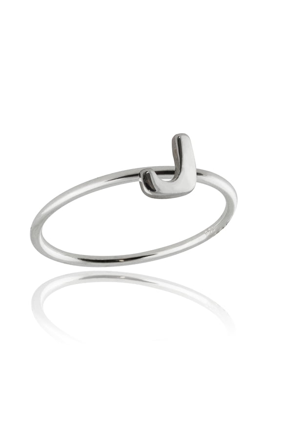 Initial Ring - 925 Sterling Silver - Stacking Letter Initial Rings Letters A-Y