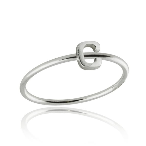 Initial Ring - 925 Sterling Silver - Stacking Letter Initial Rings Letters A-Y