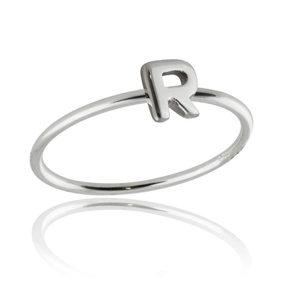 Initial Ring - 925 Sterling Silver - Stacking Letter Initial Rings Letters A-Y