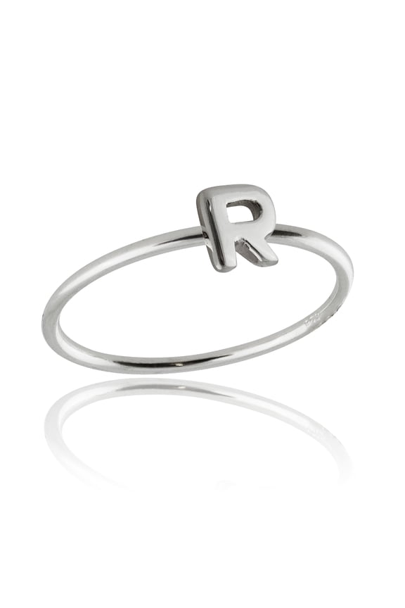 Initial Ring - 925 Sterling Silver - Stacking Letter Initial Rings Letters A-Y