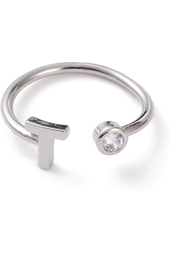 Initial Rings B Capital Letter Initial Stackable Rings Size 6 Inner Diameter 17mm Alphabet Letter Adjustable Rings Jewelry Gifts for Women Clear