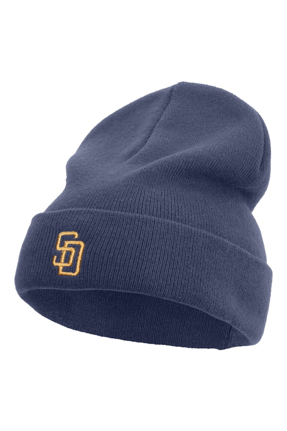 Initial San Diego Embroidered Big Size Acrylic Long Beanie - Navy XL-3XL