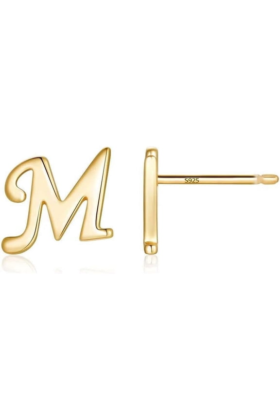 Initial Stud Earrings For Women S925 Sterling Silver Post 14K Gold Plated Tiny Letter Earrings Hypoallergenic Personalized Earrings[Z1]