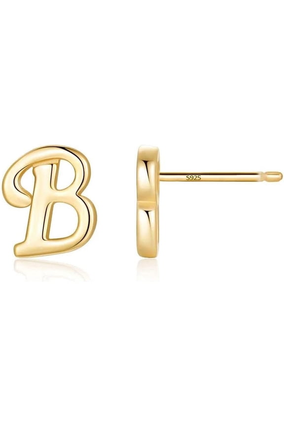 Initial Stud Earrings For Women S925 Sterling Silver Post 14K Gold Plated Tiny Letter Earrings Hypoallergenic Personalized Earrings[Z1]