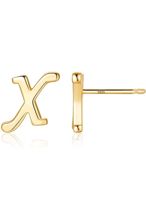 Initial Stud Earrings For Women S925 Sterling Silver Post 14K Gold Plated Tiny Letter Earrings Hypoallergenic Personalized Earrings[Z1]