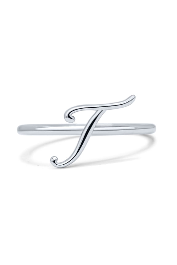 Initial T Alphabet Letter Name Monogram Stackable Ring Band 925 Sterling Silver Size 8