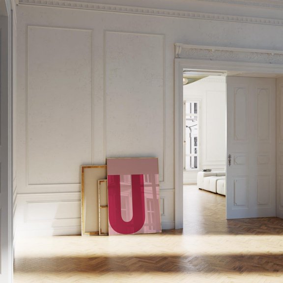 Initial U Alphabet Minimal Letter Decor Wall Art